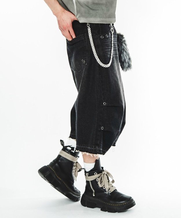 WEGO 【ユニセックス着用ITEM】パラシュートハトメショーツ デニムブラックソノタ