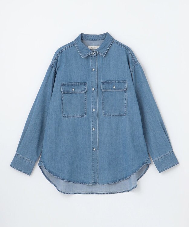 ANY L 【洗濯機可】パールボタンデニムシャツ インディゴ
