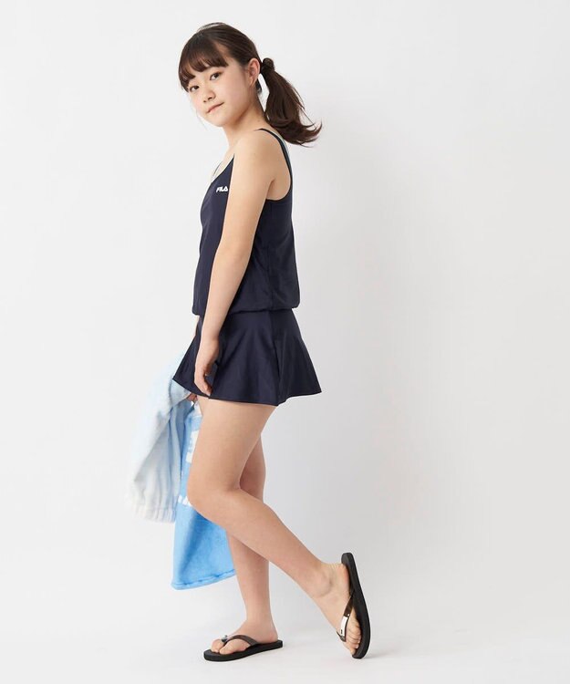 OP／FILA 【FILA】キュロットタイプのワンピーススクール水着 ネイビー×サックス