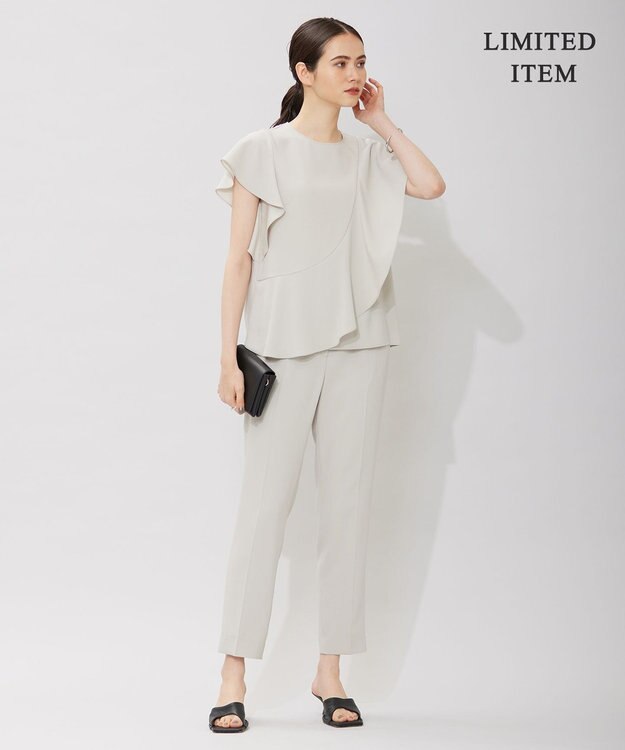 ICB 【WEB限定・洗える】BackSatinGeorgette ドロストパンツ ベージュ系