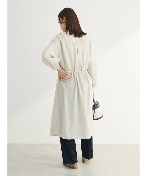 Green Parks ミディ丈ドロストシャツワンピース Light Beige