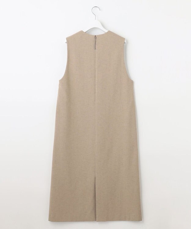 自由区 【XSサイズ～/洗える】ライトブッチャーVネック ジャンパースカート ベージュ系