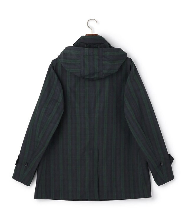 J.PRESS MEN 【オンオフ兼用 / ストレッチ / 撥水 / 洗える】トリコット3レイヤーバルマカンショートコート / フードデタッチャブル ネイビー系3