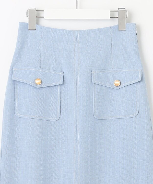 Feroux 【洗える】フラップナロー スカート スカイブルー系