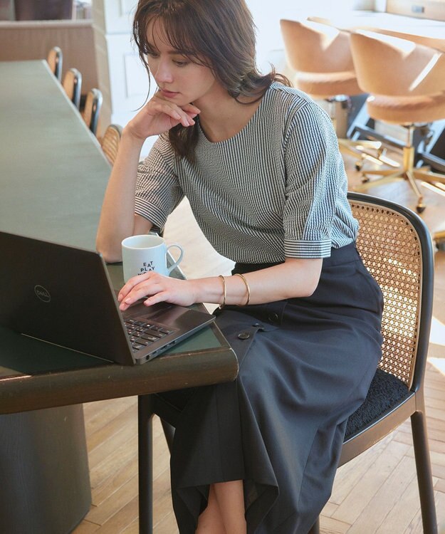 23区 【セットアップ対応】オックスストレッチ スカート ブラック系