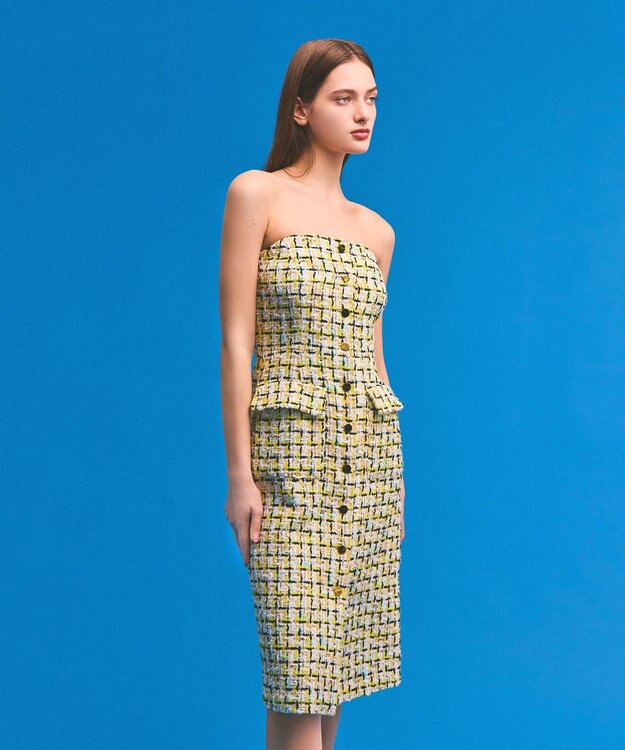 GRACE CONTINENTAL チュールヤーンツイードワンピース イエロー