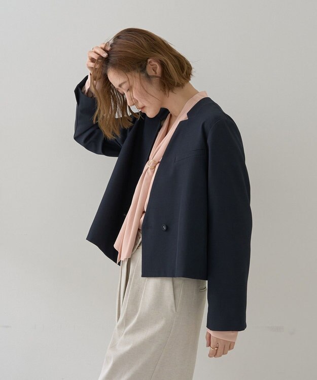 YECCA VECCA 【2点SET】ショートジャケットセットキャミワンピース Navy