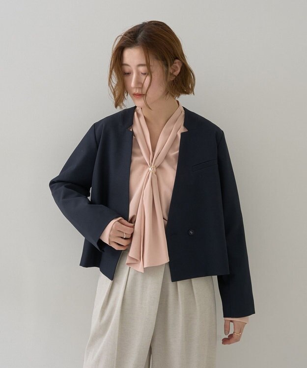 YECCA VECCA 【2点SET】ショートジャケットセットキャミワンピース Navy