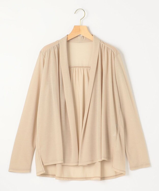 組曲 【WEB限定】シアーツイルジャージーショート カーディガン ベージュ系