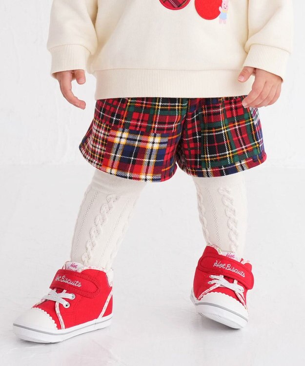 MIKI HOUSE HOT BISCUITS 【80-120cm】 チェック柄 キュロットスカート 赤