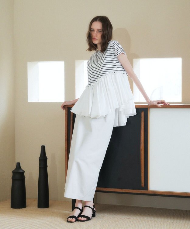 YECCA VECCA アシメペプラムカットソー Border