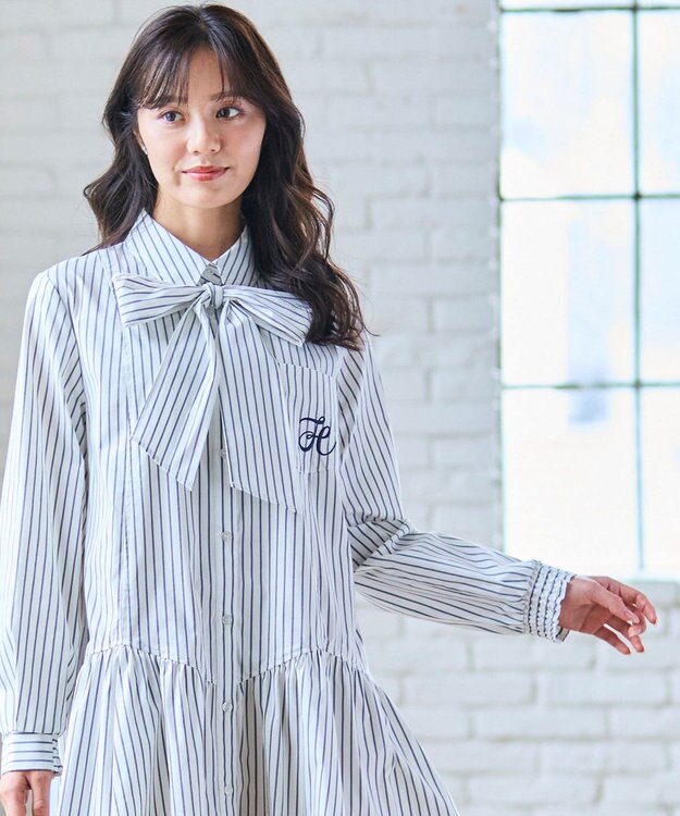 Feroux 【2WAY】リボンタイシャツ ワンピース ホワイト系1