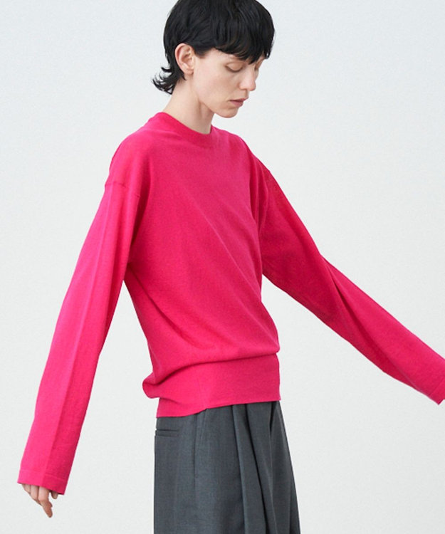ATON RECYCLED FRESCA COTTON | クルーネック セーター FUCHSIA