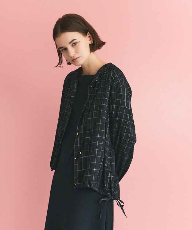 GRACE CONTINENTAL ラメチェックフーディー ブラック