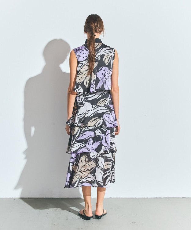 GRACE CONTINENTAL プリントレイヤードスカート ブラック