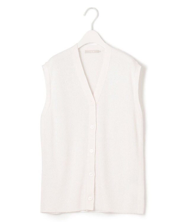 ICB 【洗える】 リネンブレンドシャイン ベスト オフホワイト系