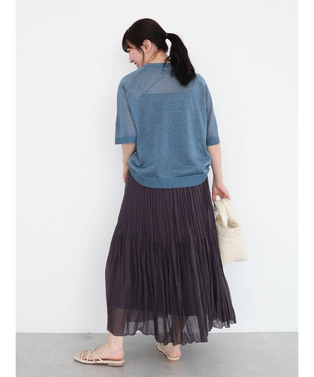 Green Parks シアーロゴニットプルオーバー Blue