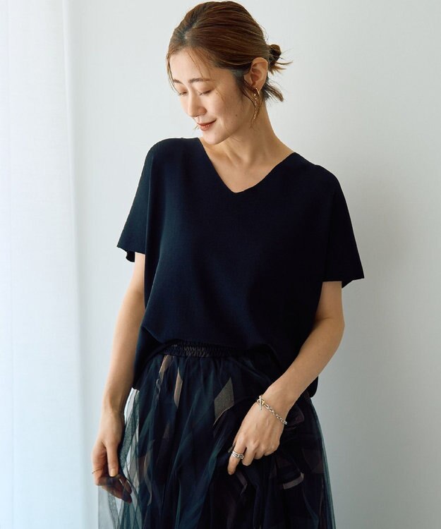 YECCA VECCA Vネックドルマンニット Black