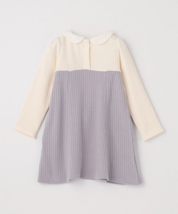 組曲 KIDS 【90-100㎝】バイカラーニットソー ワンピース ライトグレー系