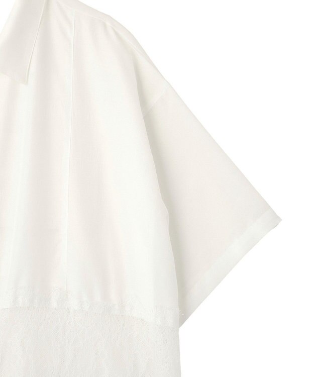 Green Parks レース切替５分袖シャツ White