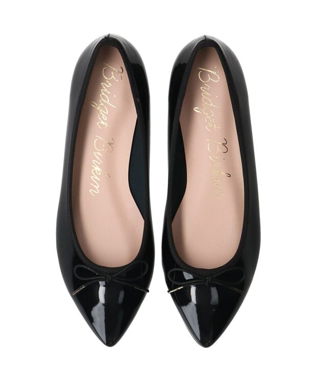Bridget Birkin 【Bridget Birkin】ポインテッドリボンレインフラットパンプス ブラックエナメル