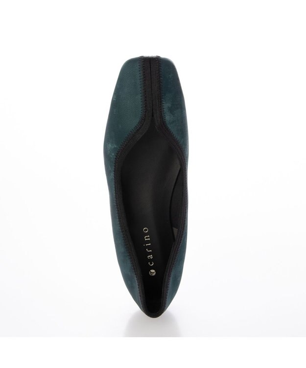 MODE ET JACOMO <carino>スクエアトゥ切り替えデザインフラットパンプス ダークグリーン