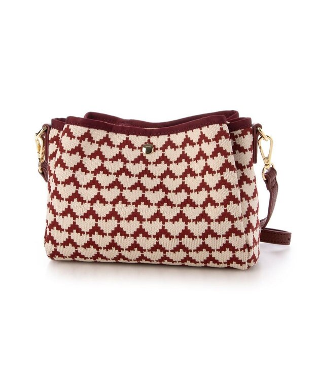 UNBILLION カシュカシュ cachecache / 柄アソートジャガード三つ口ショルダーバッグ ワイン