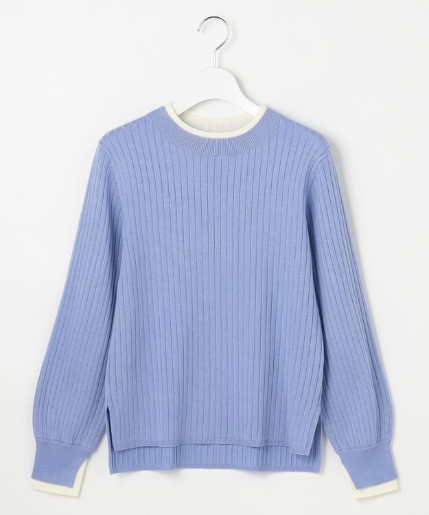 ANY SIS S 【WEB・一部店舗限定】ダブルカラー ニット ライトブルー