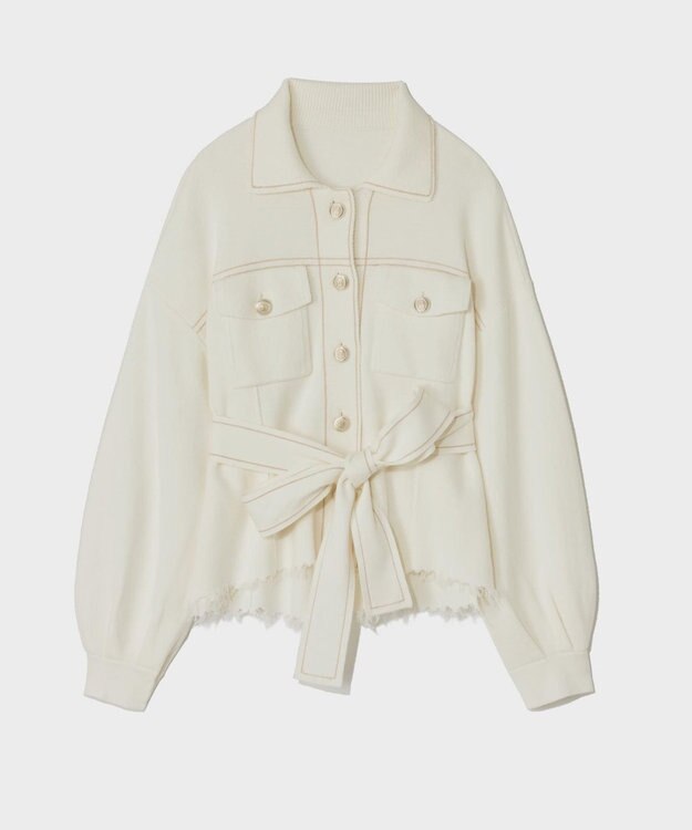 GRACE CONTINENTAL ニットワークジャケット ホワイト