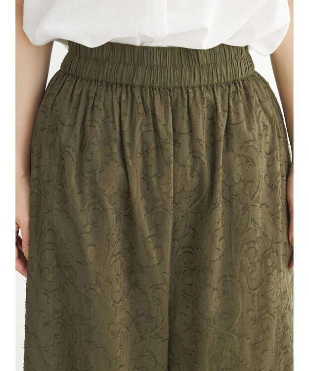 Green Parks インド綿　ジャガードイージーパンツ Khaki