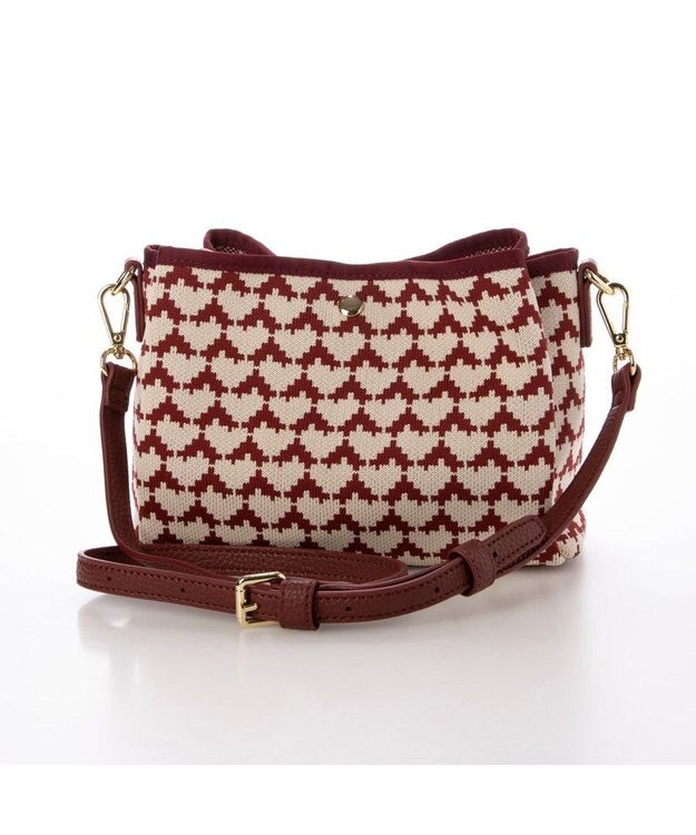 UNBILLION カシュカシュ cachecache / 柄アソートジャガード三つ口ショルダーバッグ ワイン