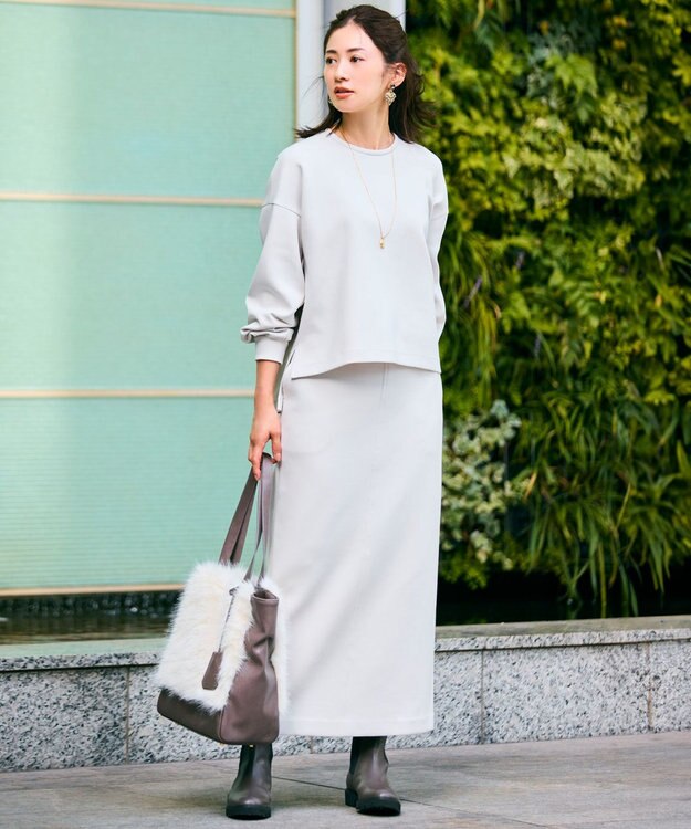 23区 ファーコンビ トートバッグ アイボリー系