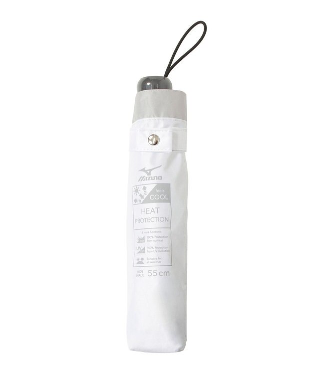 MOONBAT MIZUNO  (ミズノ) 無地 ロゴ 日傘 折りたたみ傘 パラソル 晴雨兼用  一級遮光 遮熱効果 遮光率100% UV遮蔽100% 高遮熱 グレー