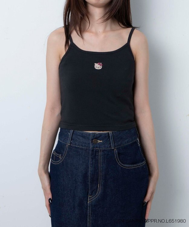 WEGO 【サンリオ】HELLOKITTYコラボ刺繍キャミ ブラック