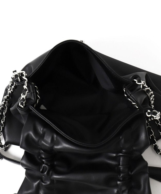 WEGO ギャザーリボンフラップバッグ ブラック