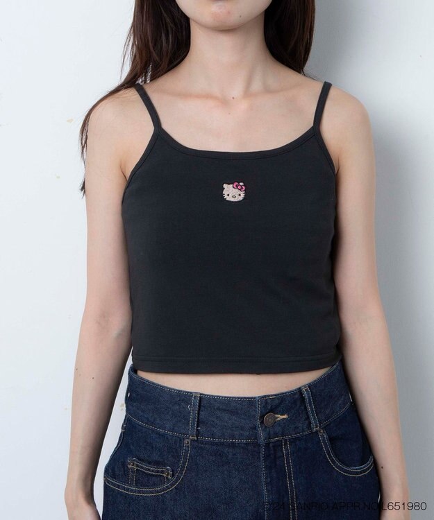 WEGO 【サンリオ】HELLOKITTYコラボ刺繍キャミ ブラック