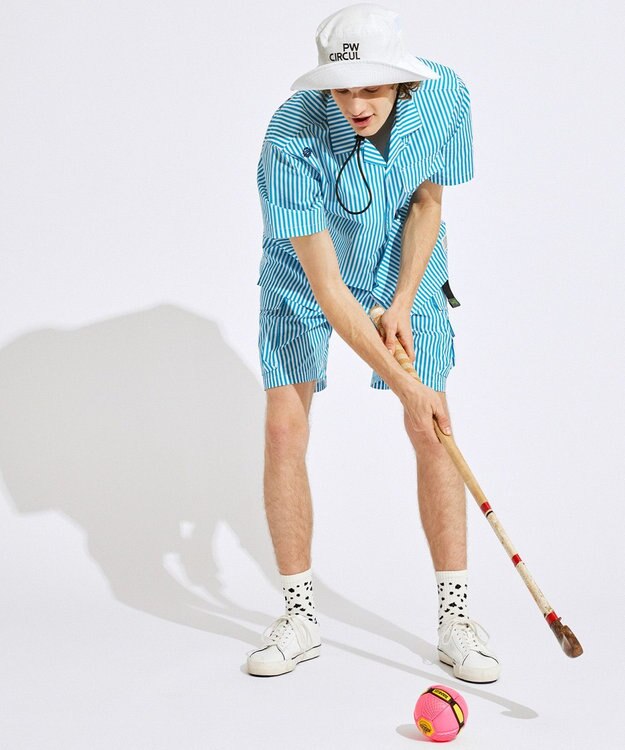 PW CIRCULUS 【高通気 / 軽撥水 / 軽量のDotAir 使用】【MEN】ストライプ柄ショーツ サックスブルー系2