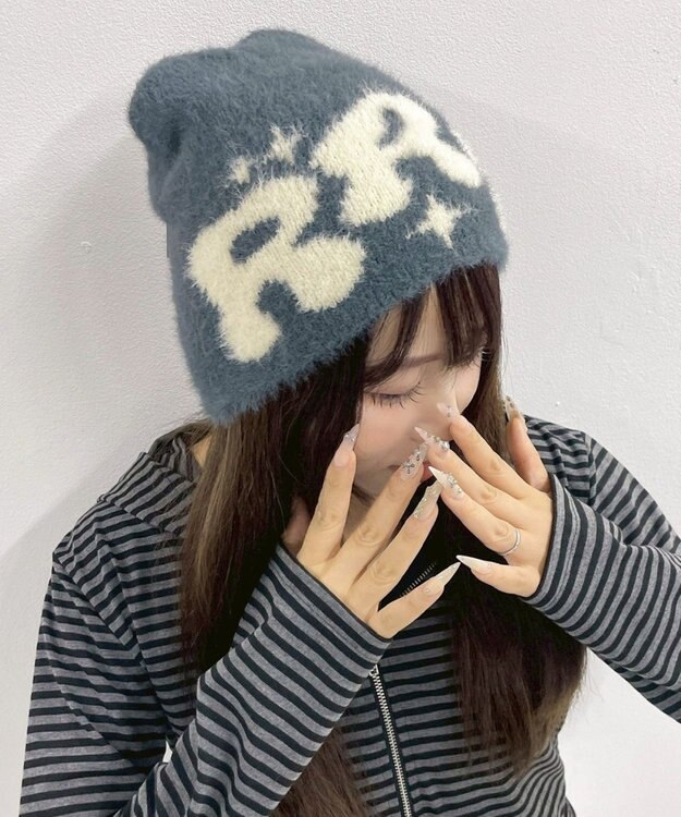 WEGO RRWロゴシャギーニットワッチ グレー