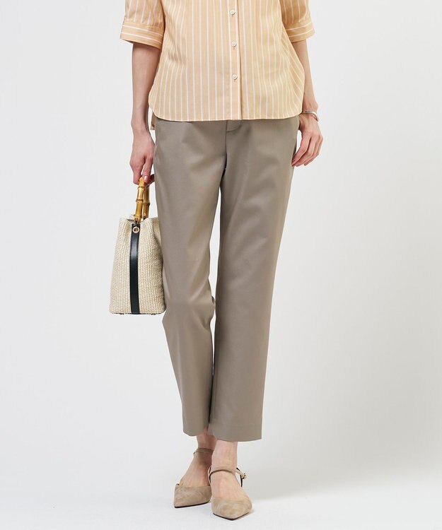 J.PRESS LADIES 【WEB限定カラーあり】TCシャンブレーサテンST テーパード パンツ ブラウン系
