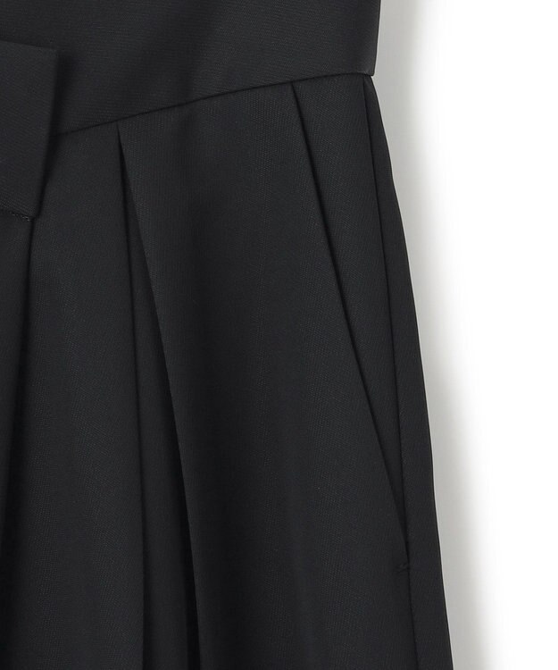 ICB 【洗える】シルフィルダブルクロス ワイドパンツ ブラック系