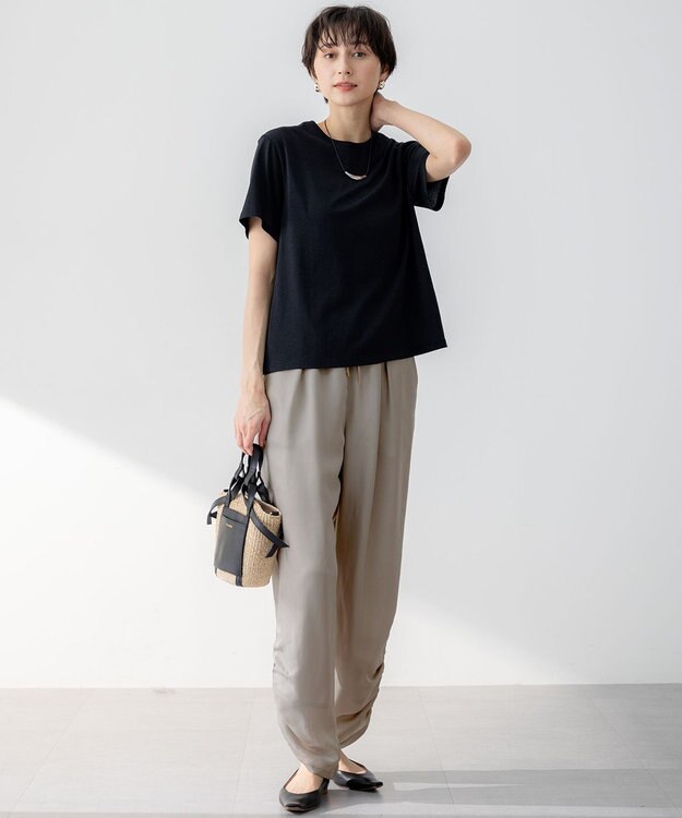 23区 【洗える】ラメジャージ TEE ブラック系