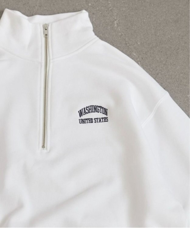 WEGO 【ANGIE VINTAGE】ワンポイント刺繍ハーフZIPスウェットプルオーバー ホワイト
