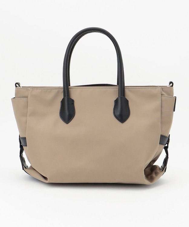 Y'SACCS ナイロン×リサイクルレザー　ホック2WAYトート　Sサイズ グレージュ