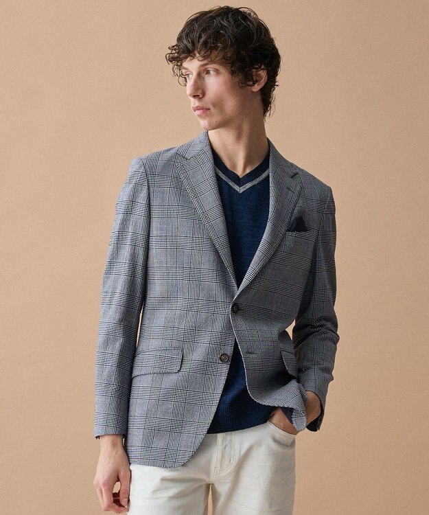 JOSEPH ABBOUD 【イタリア糸使用・清涼感・軽量・洗える】スラブギマ　Vネックニット ネイビー系