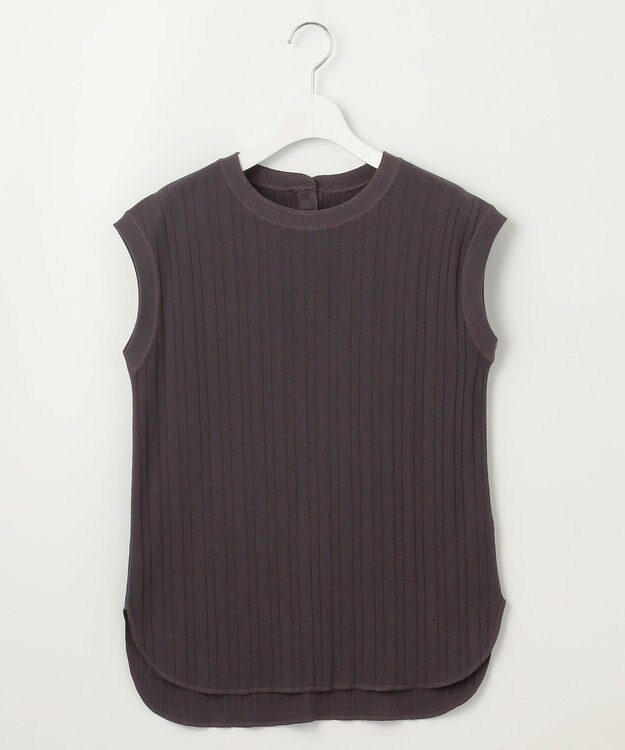 23区 S 【SLOW/一部店舗限定】ランダムリブフライス フレンチスリーブ カットソー ダークブラウン系