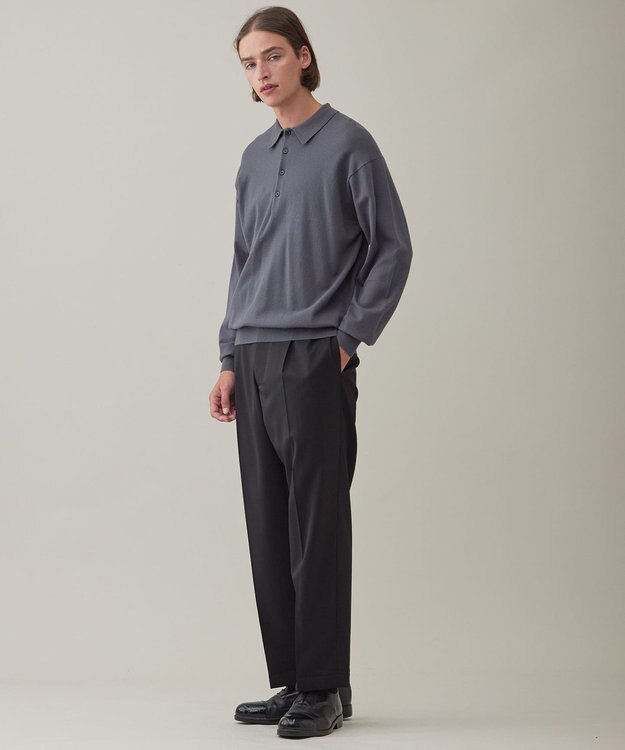 UNFILO MENS ライトウォーム ニットポロ チャコール