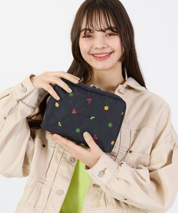 LeSportsac EXTRA LARGE RECTANGULAR COSMETIC/ミックスドフルーツエンブロイダリー ミックスドフルーツエンブロイダリー