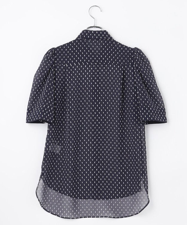 #Newans 【ANSWER for シティライフ】ドットデザインシアーシャツ ネイビー系×ホワイト系ドット