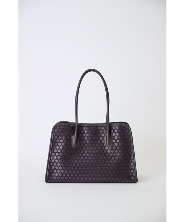 MIYABIYA 【撥水加工】篭目柄エンボスボンディングラウンドトート チョコレート