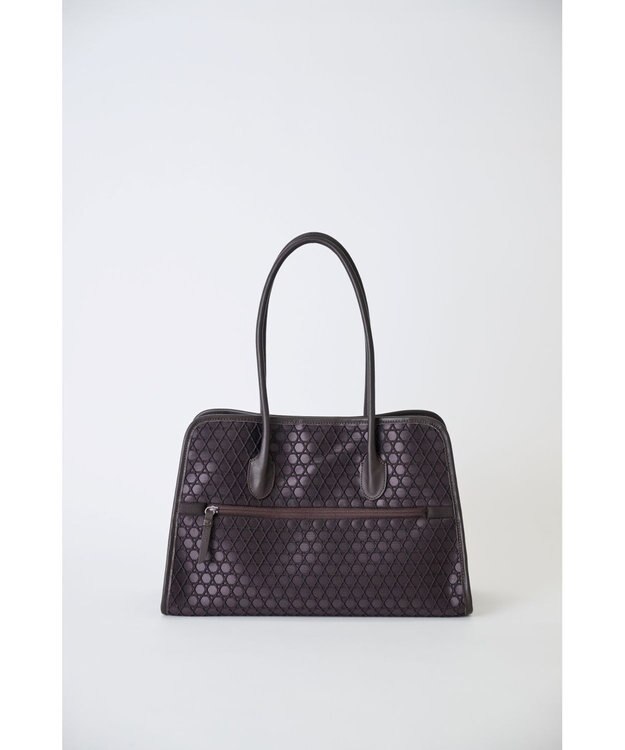 MIYABIYA 【撥水加工】篭目柄エンボスボンディングラウンドトート チョコレート